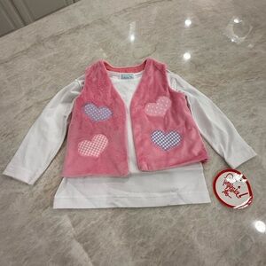 NWT Girls Boutique Funtasia Too Valentines Heart pink vest 2 piece set size 4T